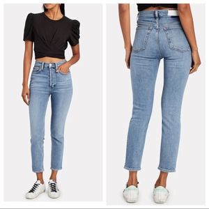 Re-Done Originals High-Rise Ankle Crop Jeans in Mid 70’s Size 25 8616